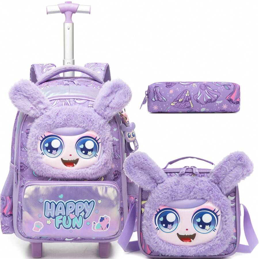 Girls' Rolling Backpack, Cute Travel Luggage Backpack With Wheels, Girls' Crossbody Bag, Cute Japanese Style Backpack - Girls' Trolley School Bag - View 1