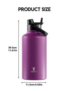 Meoky 64oz Insulated Water Bottle With 2-In-1 Straw And Spout Lid, Large Capacity, Leak-Proof, Keeps Drinks Cold For 24 Hours, Double-Wall Stainless Steel Sports Water Bottle, Suitable For Fitness, Sports, Travel And School Use - Plum Purple - View 7