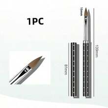 1pc Metal Barrel Nail Art Pen With Aluminum Tube Cap, Glossy Black Lacquered Tip, Crystal Nail Brush - Black - View 9