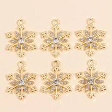 10Pcs Snowflake Series Pearl & Rhinestone Alloy Snowflake Pendants, Suitable For DIY Jewelry Making, Necklace Bracelet Earring Accessories, Christmas Holiday Decoration Gifts - Multicolor - View 16
