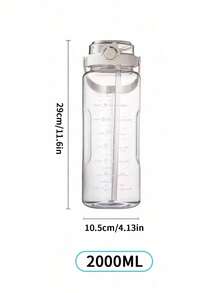 1件大容量（1500ml/2000ml）便攜透明塑膠水瓶，時尚搖搖杯/果汁瓶附吸管，適合夏季、送禮、旅行、戶外露營、運動健身與開學季（學生/女性） - 彩色 - 查看 11