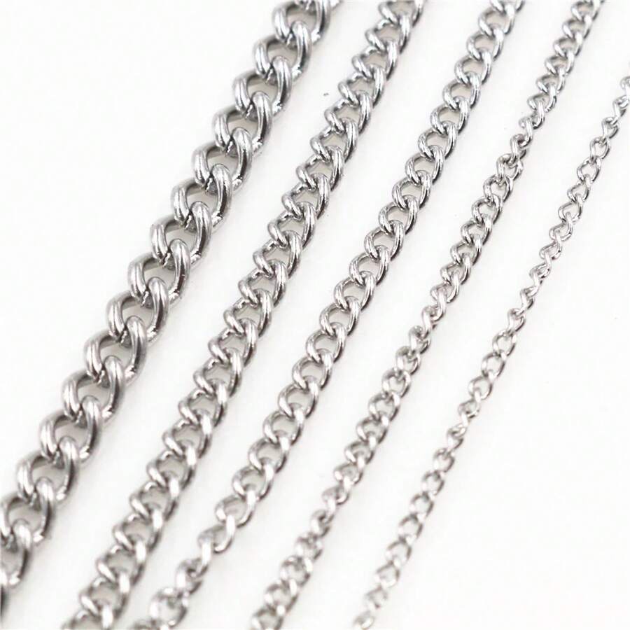 Cadena gruesa de acero inoxidable de 5 metros, no se decolora, al por mayor, materiales para collares, accesorios para la creación de joyas hechas a mano. - Acero Inoxidable - Ver 1