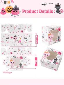 4 piezas Cajas de regalo de Halloween con ventana, patrón de fantasma, calabaza y calavera de Halloween, caja de dulces de Halloween rosa con ventana, caja de galletas, caja de cupcakes, caja de postres, contenedor de alimentos, suministros de embalaje de regalos de Halloween, suministros para fiestas de Halloween, decoraciones de Halloween, decoración del hogar, decoración de mesa de cocina, suministros de repostería, decoraciones de fiesta de Halloween feliz, regalos de Halloween, cajas de recuerdos de fiesta de Halloween - rosa de Halloween - Ver 11