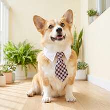 Pet Stylish Plaid Tie, Adjustable Size, Easy-To-Wear Adhesive Design, Decorative Accessory For Cats And Dogs, Perfect For Outings, Photoshoots And Dress-Up, Pet Ornament - Pink - View 6