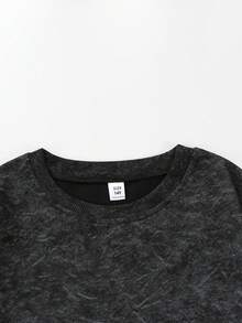 1pc Street Style Vintage Washed Crew Neck Sweatshirt For Teenage Boys, Printed With Skateboard Bear Graphic, Suitable For Spring, Summer, Autumn, Family Gatherings, Back To School, Sports And Other Occasions - Black - View 7