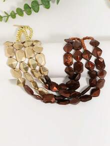 Collar de cuentas de resina multicapa estilo europeo y americano, gargantilla vintage exagerada con bloques de color, accesorio de cadena para la clavícula de diseño de nicho - Multicolor - Ver 5