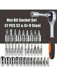 Premium Professional 46-Piece Tool Set, Automotive/Motorcycle/Bicycle Repair Mechanical Tool Kit, Includes 1/2*1/4*3/8 Inch Drive Deep And Standard Sockets, Automotive Parts Ratchet Wrenches, Advanced Ratchet Torque Wrench, Multi-Function - 46-piece Tool Set - View 3