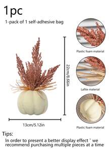 1件人造南瓜裝飾品－秋季感恩節萬聖節派對居家桌面裝飾擺件 - 南瓜擺飾-1pc - 查看 17
