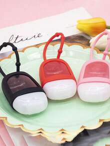 3pcs Random Color Flip Cap Squeeze Refillable Travel Containers, Antibacterial Hand Sanitizer Bottles With Sleeve Keychain, Suitable For Liquids And Toners - Multicolor - View 4