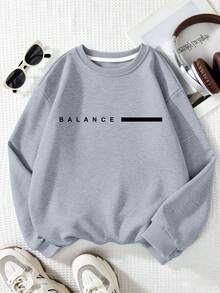 2pcs/Set Boys Casual Minimalist Letter & Black Stripe Print Crew Neck Sweatshirt & Pants Set, Autumn/Winter Fashion Comfortable New Style - Grey - View 3