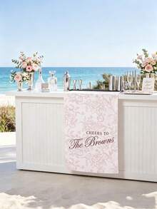 Personalized Linen Striped Bar Or Event Sign, Wedding Welcome Banner, Fabric Bar Menu Banner, Linen Cotton, Personalized Name & Date Sign - Multicolor - View 4
