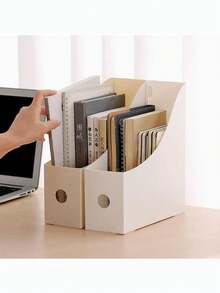 3/1pc Desktop File Holder Student Document Rack Office Supplies Plastic Bookshelf File Organizer Storage Box Back To School Supplies - Multicolor - View 5