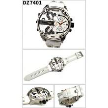 Jam Tangan Diesel DZ7401 Pria Ukuran Besar dengan 4 Zona Waktu, Bezel Baut Stainless Steel Perak, Tali Kulit Berlubang, Tahan Air 3ATM, Multi-Dial, Kronograf Jalanan - Satu-Ukuran - View 7