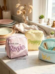 Customized Makeup Bag, Handmade Personalized Name Storage Bag, Portable Sanitary Pad Bag, Period Storage Bag, Carry-On Small Bag, Cute Storage Bag, Best Friend Gift, Birthday Gift, Cosmetic Storage Bag, Small Practical Storage Bag, Personalized Custom Bag - Multicolor - View 6