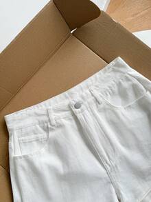 Women's Casual Loose Versatile Denim Shorts With Pockets Summer White - White - View 4