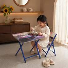 Foldable Children's Table And Chair Set With Cute Patterns, Sturdy Metal Frame, Children's Desk Suitable For Writing, Drawing, And Playing - Set D - View 8