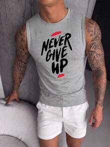ZYNTH BALENO 男士夏季時尚「Never Give Up」圖案背心，涼爽夏季必備運動款 - 淺灰色 - 查看 8