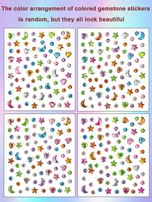 1/2/3/5 Colorful Star, Moon, Heart, Circle, Gem, And Diamond Stickers - Random Color Combinations, Suitable For Women's Cosmetic Faces And Eye Decorations, Ideal For DIY Use At Music Festivals, Carnival Parties, Birthday Parties, Etc - Multicolor - View 9