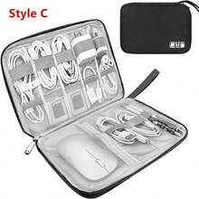 1pc Waterproof Digital Storage Bag, Home Cable Charger Electronic Organizer Bag, Travel Portable Storage Bag, Makeup Bag, Cosmetic Storage Bag, Vacation Organizer Bag, Large Capacity Makeup Storage Box, Suitable For Lipstick, Brushes,Back To School - Black - View 7