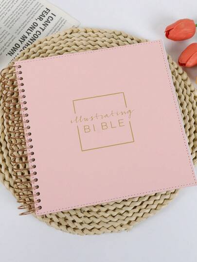 Pink Foil Coil Bound Notebook, Faith Study Journal, Women's Church Reading Sketchbook