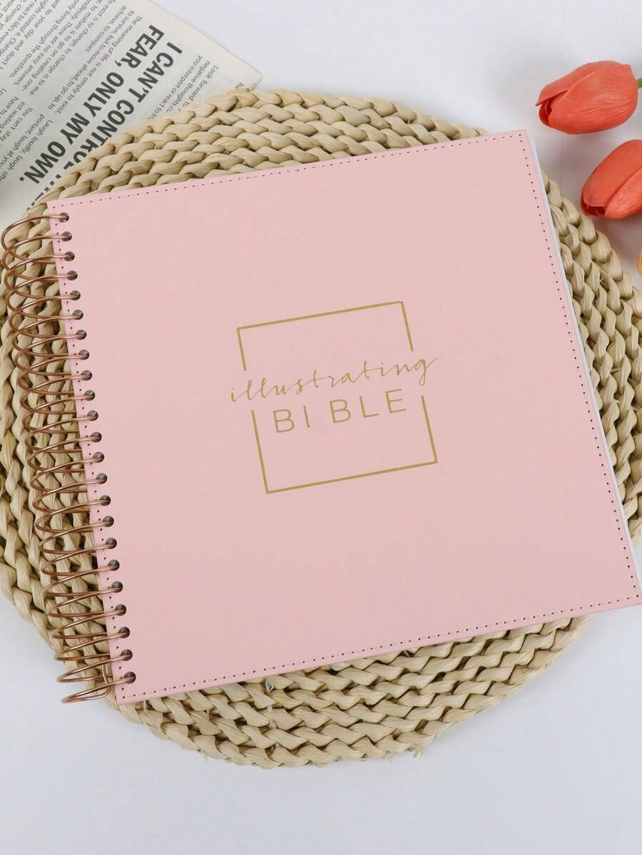 Pink Foil Coil Bound Notebook, Faith Study Journal, Women's Church Reading Sketchbook - A - View 1