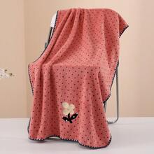 1/2pcs Floral Polka Dot Embroidered Coral Fleece Towel, Super Soft Absorbent Quick Dry, Suitable For Women And Teenage Girls, Face Washing, Bathing, Ideal For Dorm, Apartment, Home Daily Use And Gift. Face Towel 13.77*29.5 Inches, Bath Towel 27.5*55.1 Inches - Multicolor - View 4