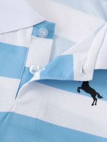 3pcs/Set Boys Summer Polo Shirts, Casual Versatile Thin Short Sleeve T-Shirts, Striped Print & Solid Color, Fits 4-12 Years Old - Multicolor - View 9