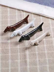 1pc/3pcs/5pcs Creative Dachshund Ceramic Chopstick Holder Cute Cartoon Puppy Tabletop Hotel Restaurant Japanese Style Home Chopstick Rest - Multicolor - View 4