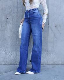 Wide Leg Jeans With Elastane - 青碧色 - 查看 3