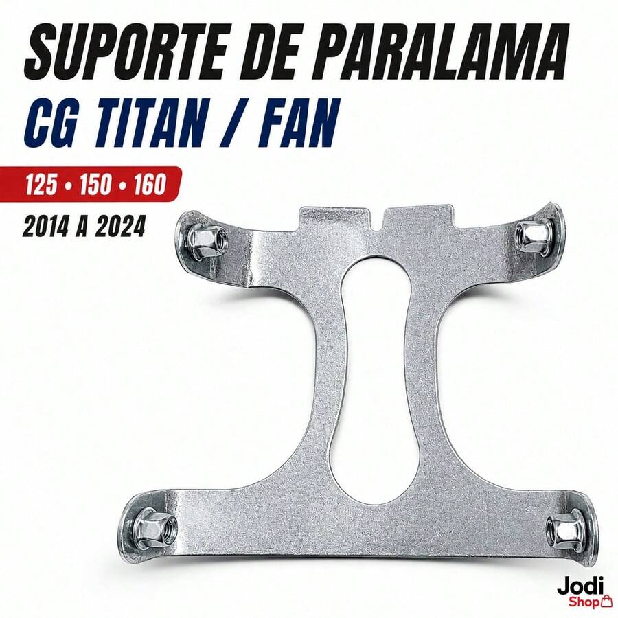 Suporte Paralama Dianteiro para Moto CG Titan Fan com Acabamento Prateado e Porcas Acopladas - A - Visão 1