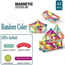 Magnetic Balls And Sticks Building Set For Kids, Colorful Magnetic Building Blocks, STEM Construction And Sensory Toy, Multiple Piece Options, Ages 3+, Suitable For Back-To-School Season, Travel, Classroom Rewards, Birthday Gifts.Random Colors - Multicolor - View 15
