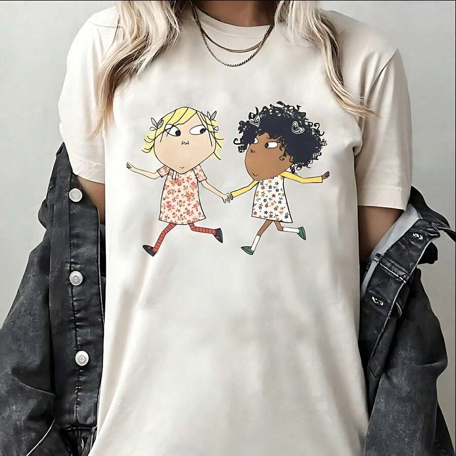 T-shirt unisex a maniche corte in 100% cotone stile Y2K, maglietta di Charlie e Lola, felpa letteraria, maglietta del topo della biblioteca, felpa a tema libro. - Bianco - Visualizzare 1