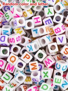 100pcs/Colorful Acrylic White Letter Square Spacer Beads,For Jewelry.,DIY Bracelet Necklace Earrings Making(Letter Color Random) - Bead - View 12