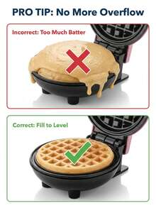 SCISHARE 1pc Mini Waffle Maker, 10cm Waffle Mold, Water-Based Non-Stick Coating, Easy To Clean, 350W Fast Heating, Compact Design For Drawer Storage, EU Plug, 70cm Power Cord - Ideal For Children And Families To Make Breakfast On Trips And In Small Kitchens - View 11