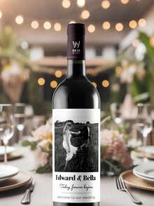 1/3/5pcs Customized Wine Bottle Stickers, Personalized Photo Labels, Custom Name Stickers, Wedding Labels, Waterproof Champagne Bottle Stickers, Suitable For Bridal Shower, Engagement Party - Multicolor - View 6