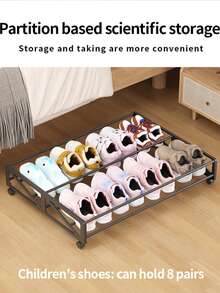 Under Bed Sliding Shoe Rack With Wheels, Space-Saving Shoe Storage Organizer For Dorm, Home And Sofa, Slanted Design To Prevent Shoes From Getting Stuck - View 8