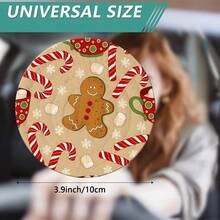 6pcs Christmas Themed Wooden Coaster Set, Classic Gingerbread Man Design Creates Holiday Atmosphere – Suitable For Restaurant, Living Room Or Tea Time Gathering – 10cm_3.9in, Tea Party Essential - Multicolor - View 5