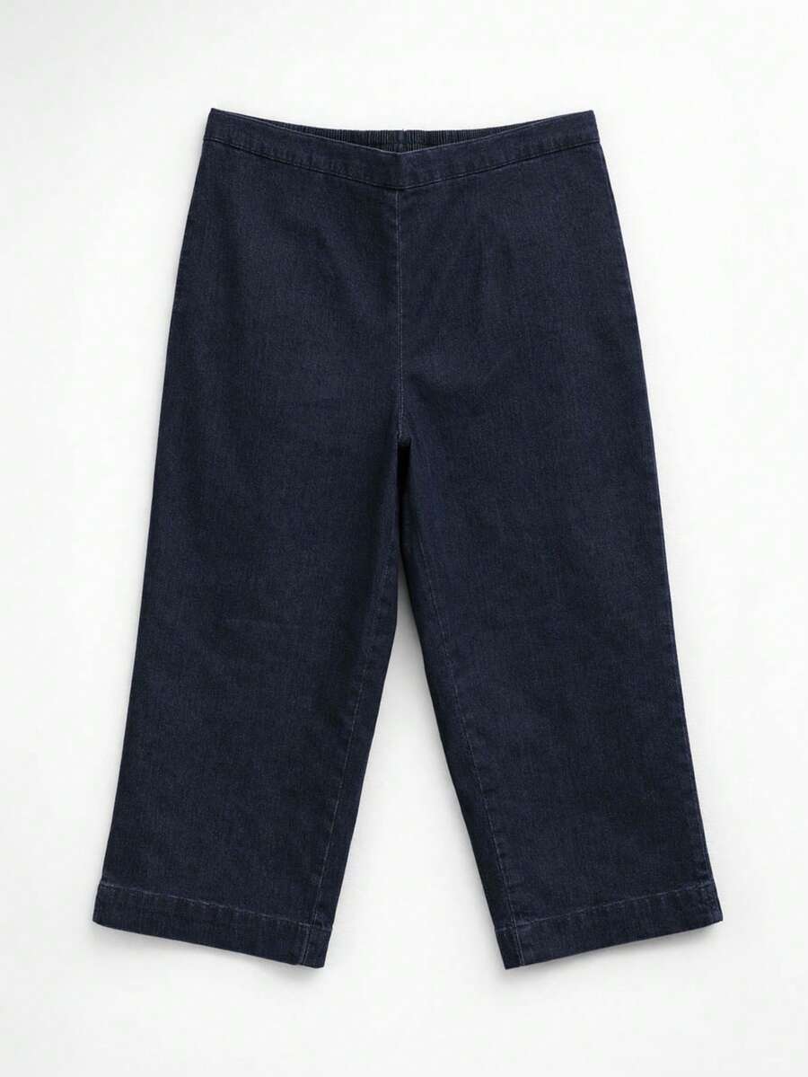 Damen Marineblau Lycra Jeans Capri Hose - marineblau - Übersicht 1