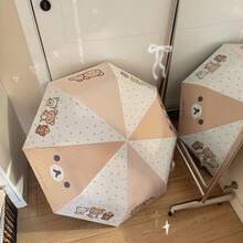 San-X Rilakkuma Cute Cartoon Authentic Relaxed Bear Foldable Dual-Use Sun & Rain Umbrella For Students, Black Coating UV Protection - Multicolor - View 7