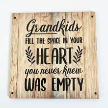 2D Flat, 1pc Vintage Style Wooden Sign, "Grandchildren Fill The Space In Your Heart" - Rustic Wall Decor With Heart And Leaf Pattern, Perfect For Living Room, Bedroom, Porch Or Grandparents Day Gift, Grandparents Gift | Vintage Wooden Sign | Warm Sentiment, Grandparents Gift - 1PC - View 9