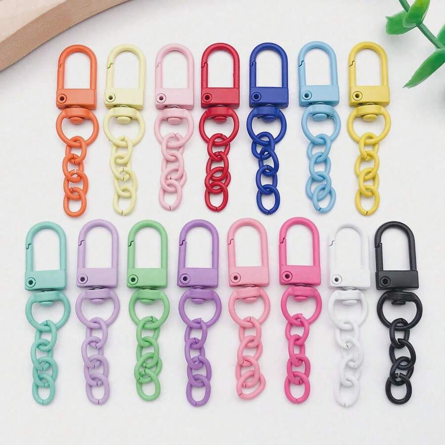 20 buah Aksesoris Gantungan Kunci Jepit Lobster Warna-warni, Kait Jepit Putar Logam Warna-warni dengan Cincin Kunci, Perlengkapan Perhiasan Buatan Tangan DIY