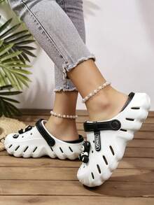Casual Fashion Slip-On Clogs With Cute Bear Decoration, Lightweight Men's Slides For Outdoor, Vacation And Daily Wear - Black - View 6