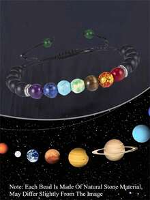 1pc Adjustable Solar System Planet Beaded Bracelet For Teenagers, Helps Teenager Learn About Planets And Expand Their Horizons, Can Wear To School - Multicolor - View 11