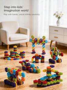 35/70/140/200PCS Of Gear Building Blocks, Colorful Miniature Interlocking Gears Assembled, Educational And Scientific Toy For Children, Enhances Concentration, Perfect Gift For Christmas Or Halloween, Random Color - Multicolor - View 5