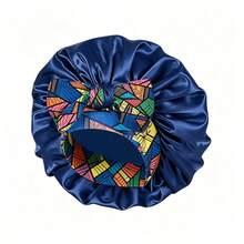 1件波希米亞印花緞面睡眠帽，附長綁帶，適用於所有髮型的護髮夜帽（印花圖案隨機） - 1pc - 查看 13