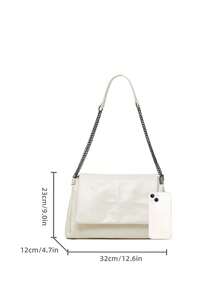 Fashionable Versatile Minimalist Chain Underarm Bag - White - View 7