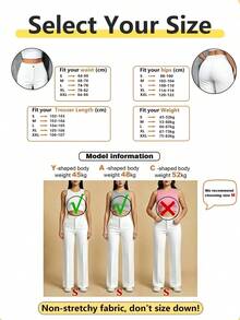 Pantalones rectos de unicolor versátiles y de moda, color blanco, para primavera - Blanco - Ver 4