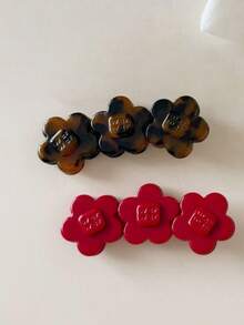 2pcs Fashionable High-End Acetate Leopard Print Flower Hair Clips For Bangs And Loose Hair, Versatile And Exquisite - Multicolor - View 7