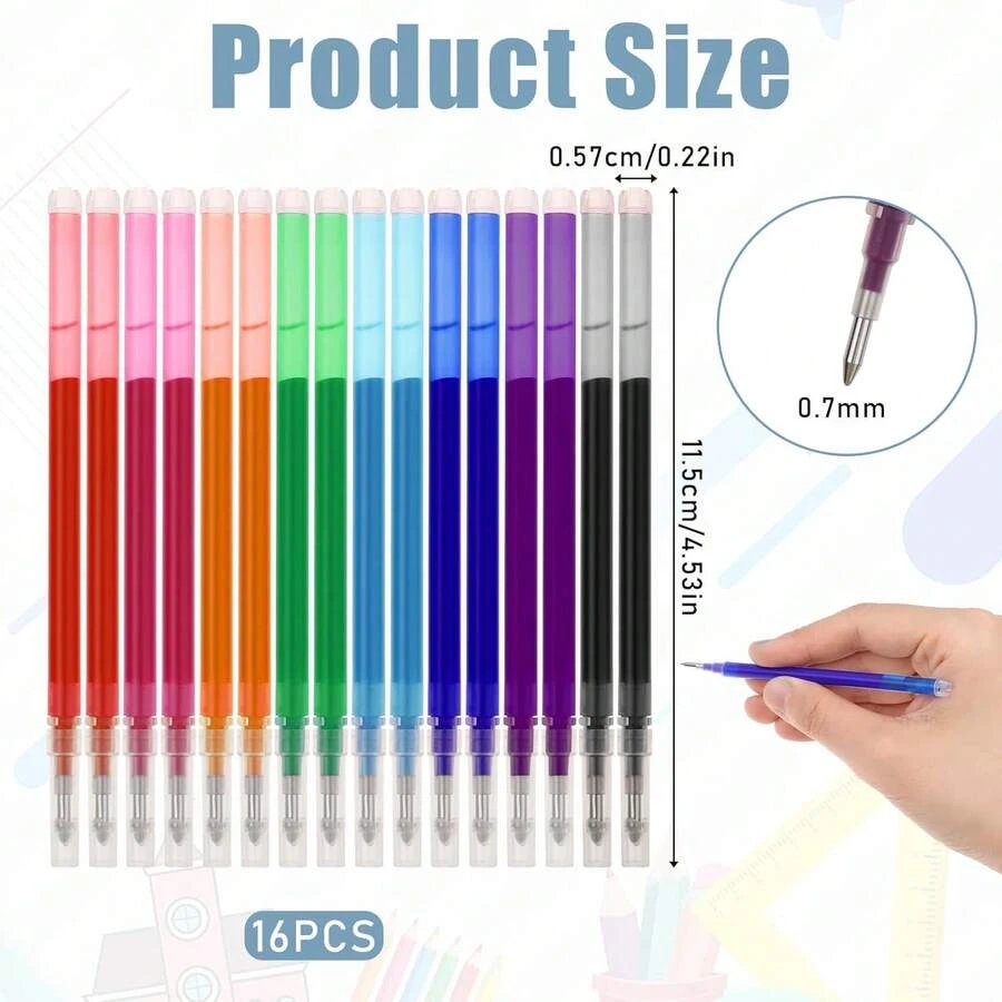 11.5cm, 0.7mm, 15pcs Press-Type Colorful Erasable Pen Refills With Temperature-Sensitive Colorful Barrel, Retractable Gel Pens For Study, Office, Stationery, Signing, 2026 Back To School Season Gift - 11.5cm 0.7mm - View 1