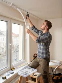 5/3 Meters Flexible Bendable Curtain Track Rail Complete Accessory Kit, Plastic Alloy Curtain Slide Rail With Clips, Brackets And Screws Set, Multi-Purpose Ceiling/Wall Mount Curved Curtain Track Hardware, Suitable For Bedroom Window Home Curtain Installation - Multiple Styles - View 3